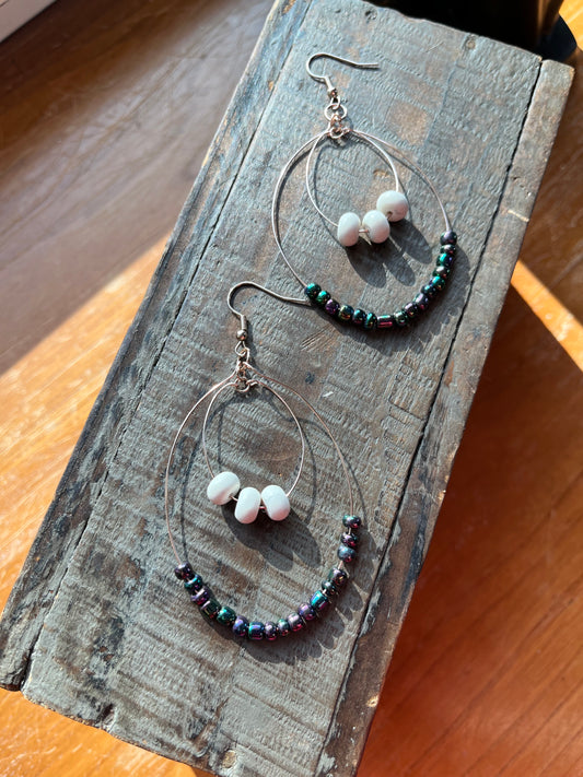 HOWLITE HOOP EARRINGS FEAT. DARK AURA BEADS