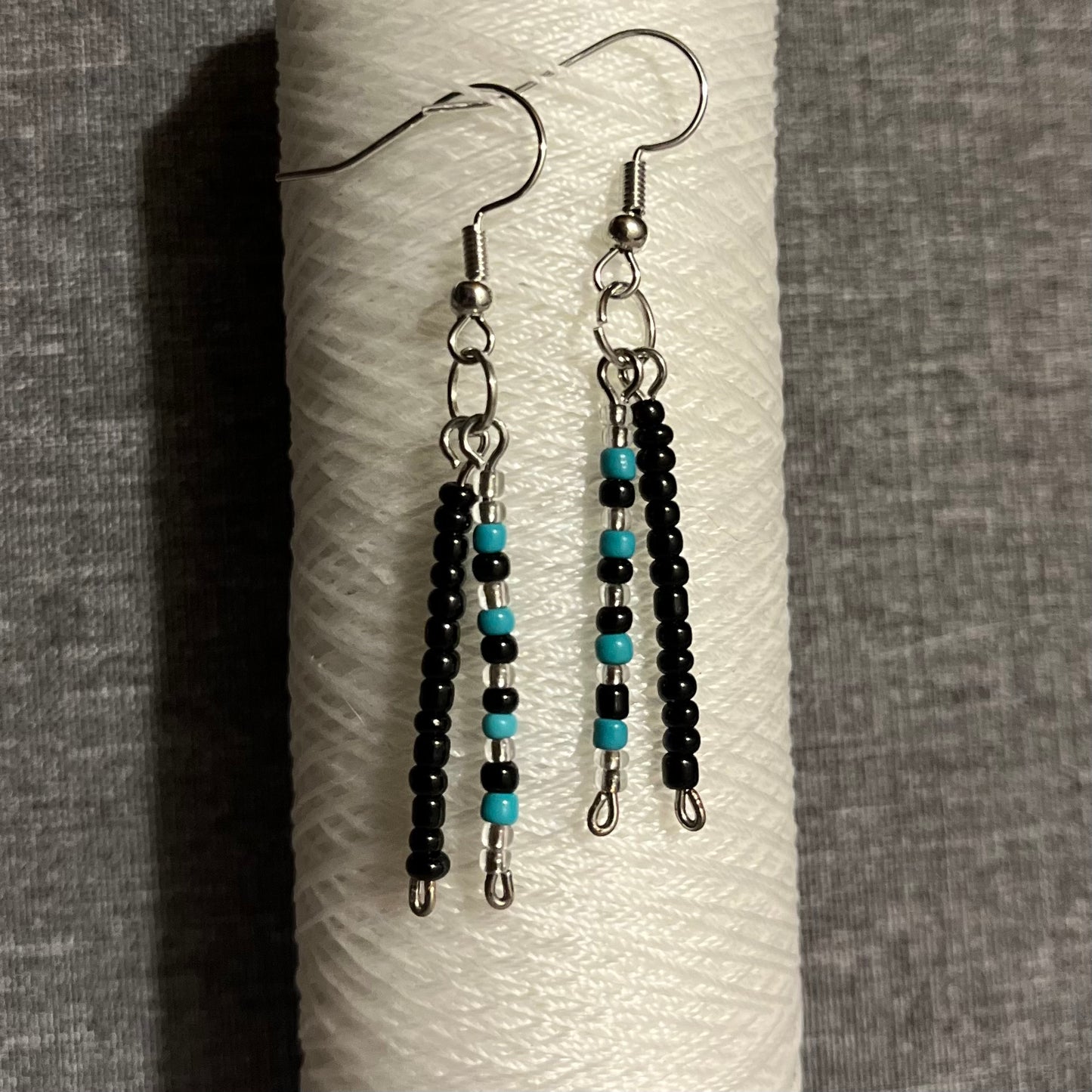 BEADED BLACK & TURQUOISE EARRINGS
