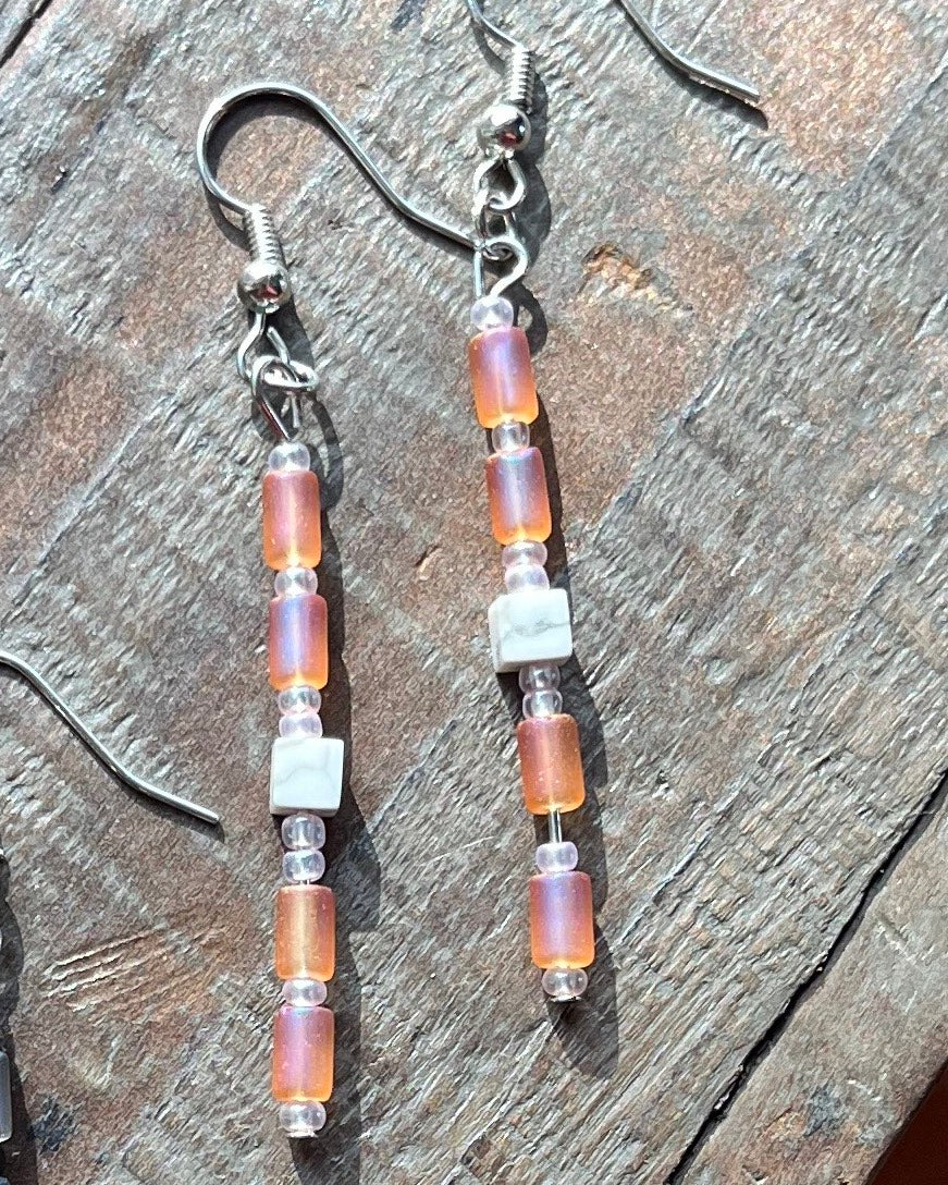 HOWLITE STICK EARRINGS