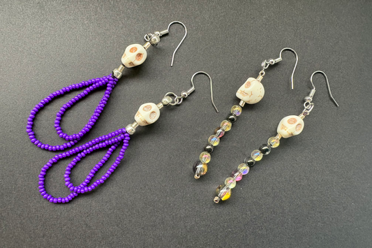 Howlite Skull Earrings