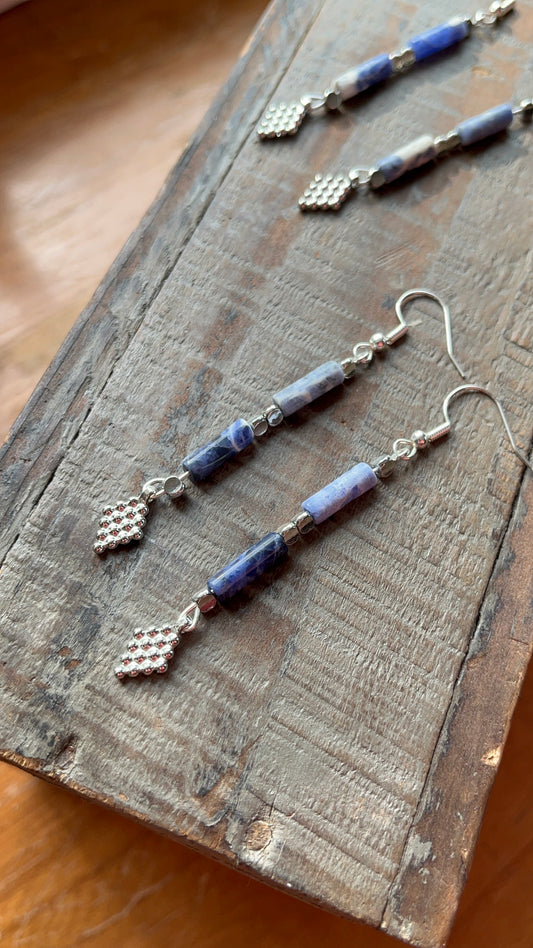 BLUE & WHITE SODALITE EARRINGS